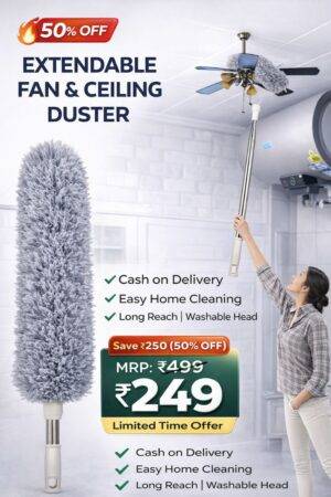 Extendable Ceiling Fan & Corner Cleaning Duster | Long Handle Microfiber Dust Cleaner (Best Seller)
