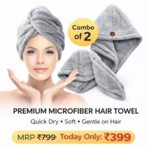 Premium Microfiber Hair Drying Towel Cap (Pack of 2) | Soft, Super Absorbent & Quick Dry
